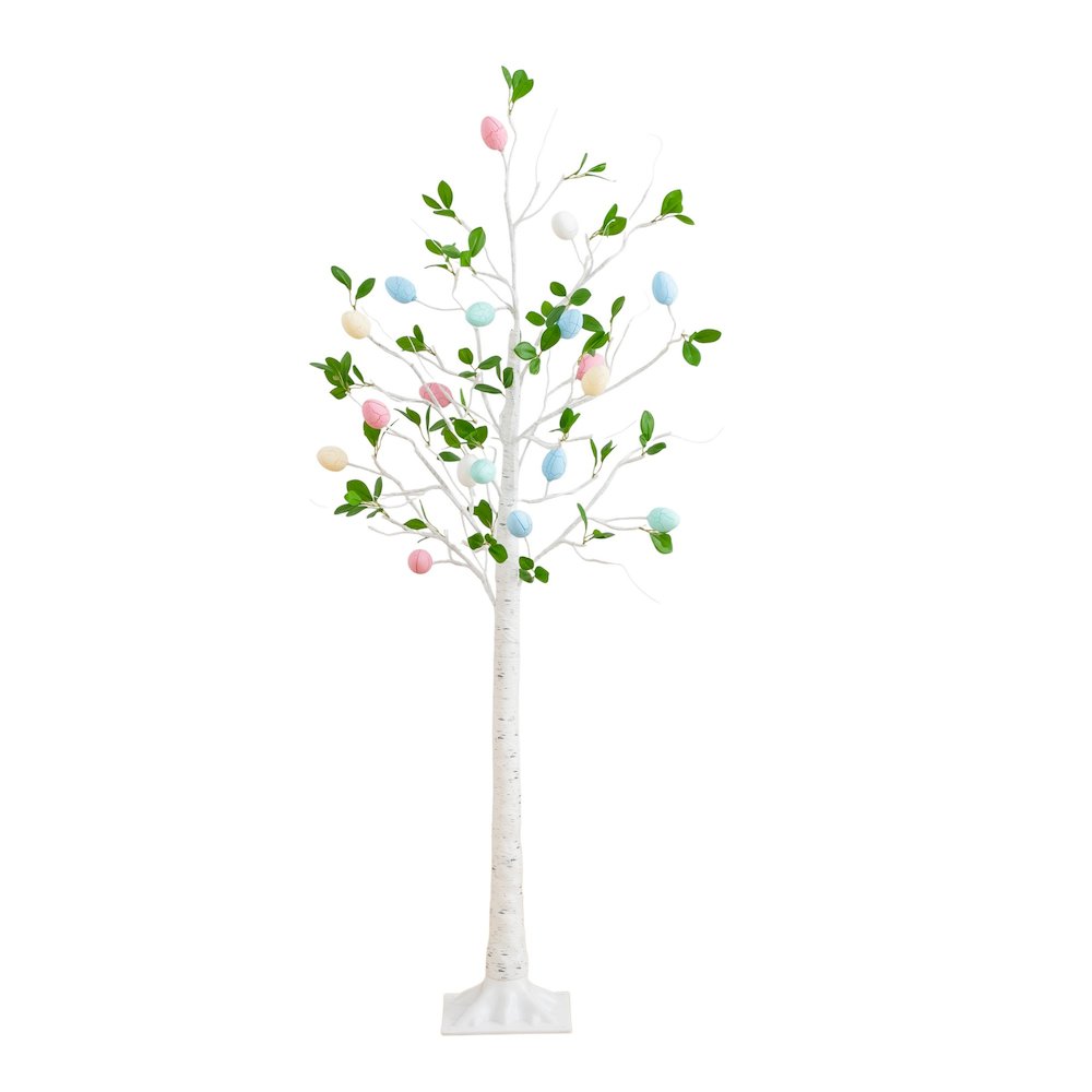 5ft. Pre-Lit Artificial Blooming Easter Egg Twig Tree with 72 Warm LED Lights. Picture 1