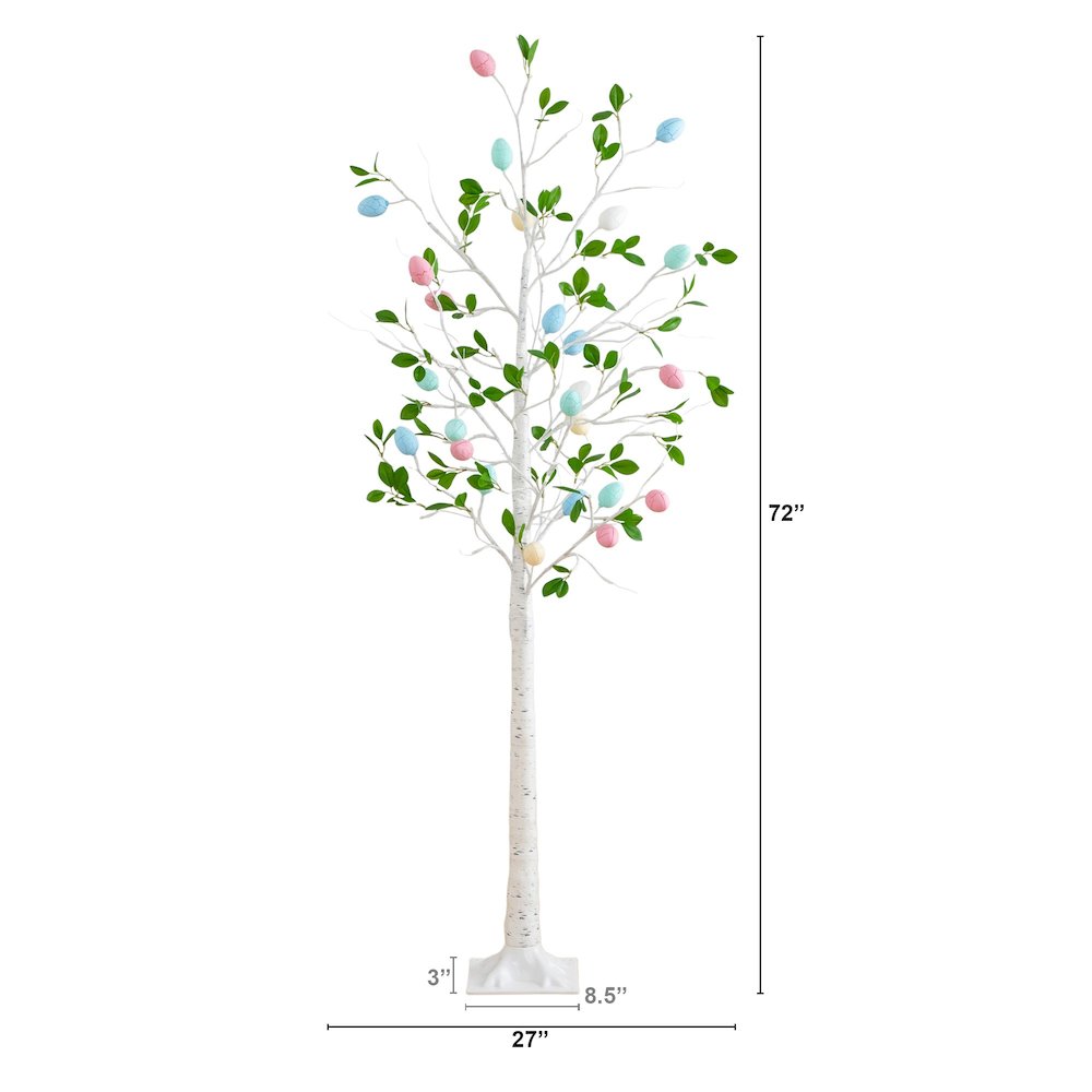 6ft. Pre-Lit Artificial Blooming Easter Egg Twig Tree with 96 Warm LED Lights. Picture 2