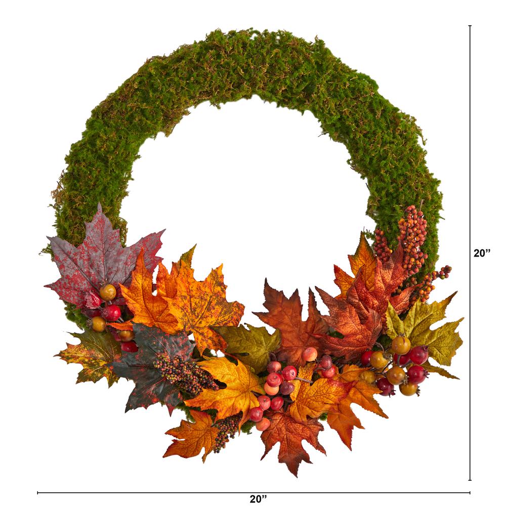 20in. Fall Maple Leaf and Berries Artificial Autumn Wreath. Picture 2