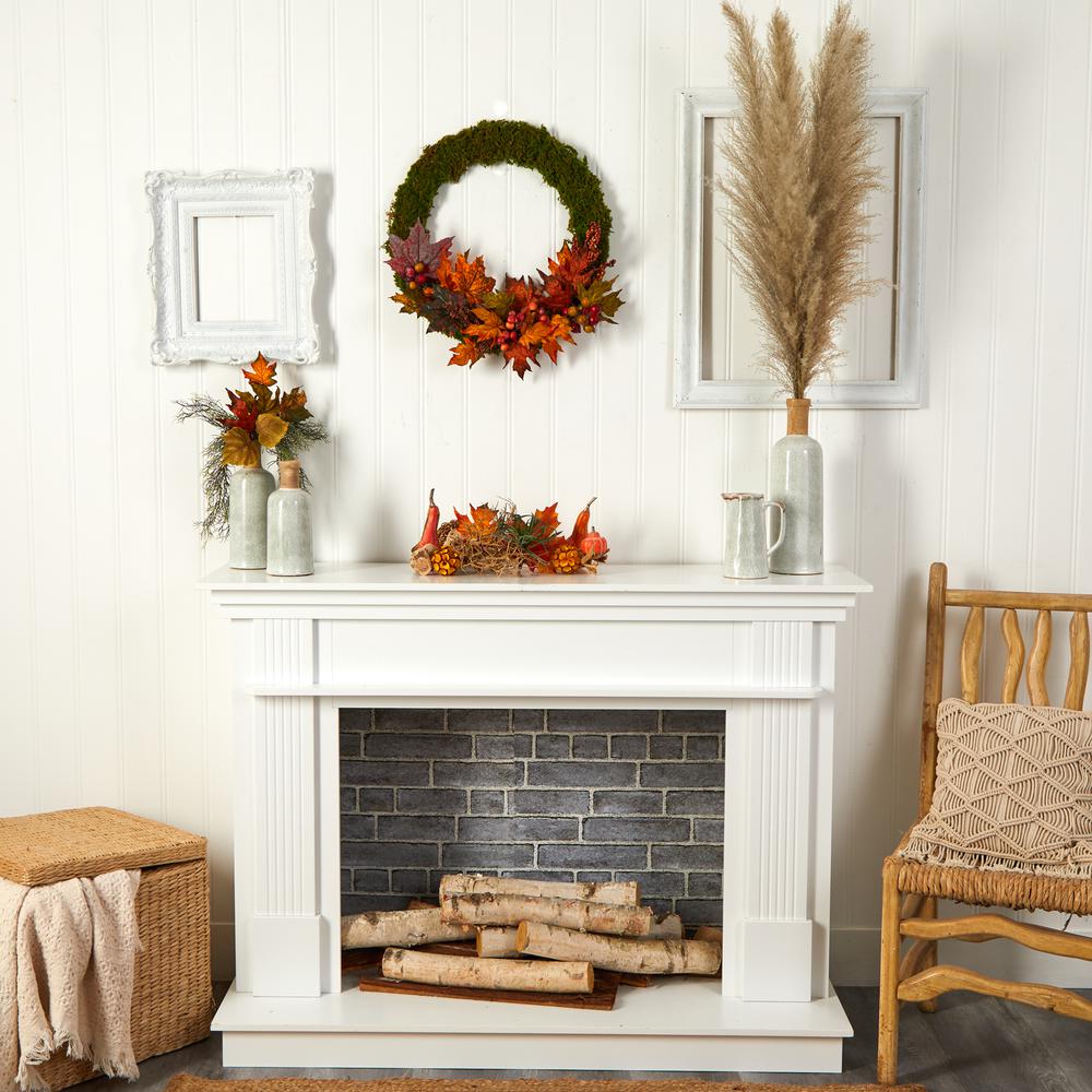 20in. Fall Maple Leaf and Berries Artificial Autumn Wreath. Picture 4