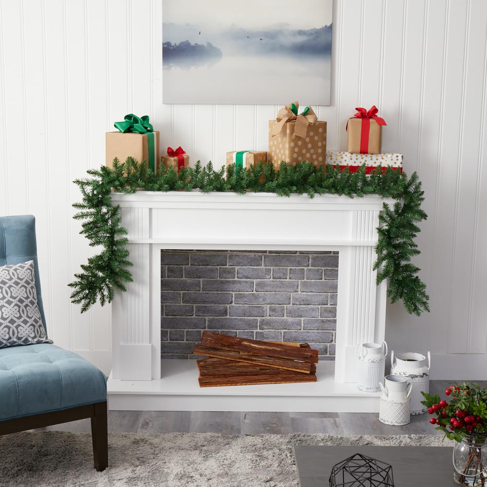 9ft. Christmas Pine Artificial Garland with 50 Warm White LEDs Lights. Picture 4