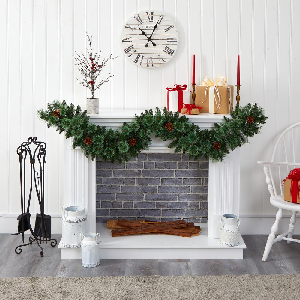 6ft. White Mountain Pine Artificial Garland with 35 White Warm LED Lights and Pinecones. Picture 3