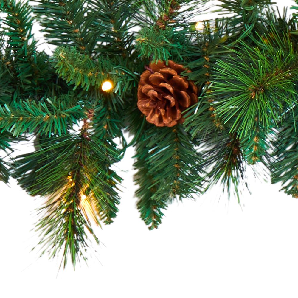 6ft. Mixed Pine and Pinecone Artificial Garland with 35 Clear LED-Lights. Picture 6