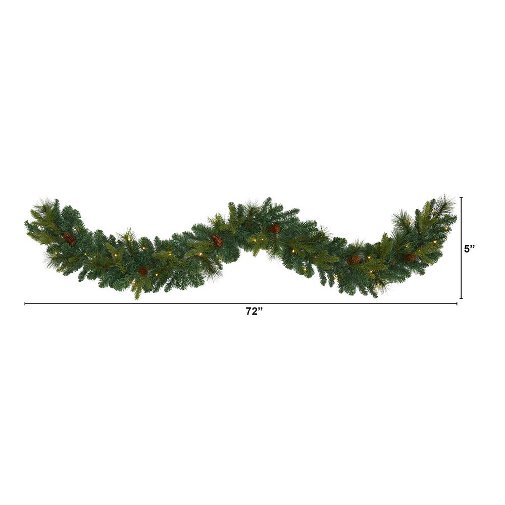 6ft. Mixed Pine and Pinecone Artificial Garland with 35 Clear LED Lights. Picture 2