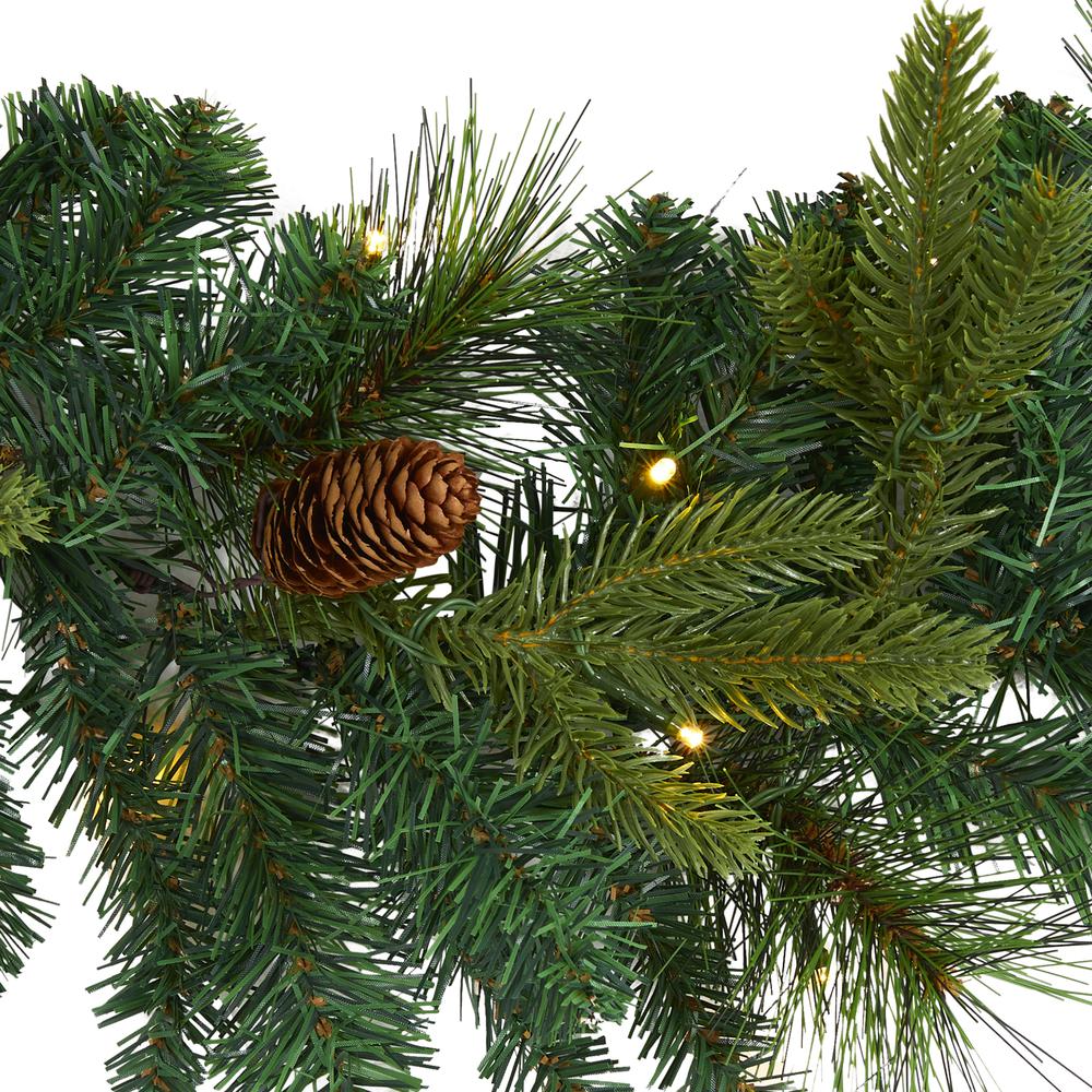 6ft. Mixed Pine and Pinecone Artificial Garland with 35 Clear LED Lights. Picture 3