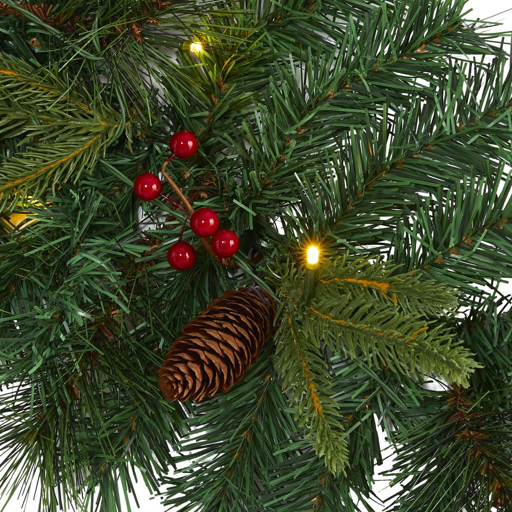 6ft. Mixed Pine Artificial Christmas Garland with 35 Clear LED Lights, Berries and Pinecones. Picture 3