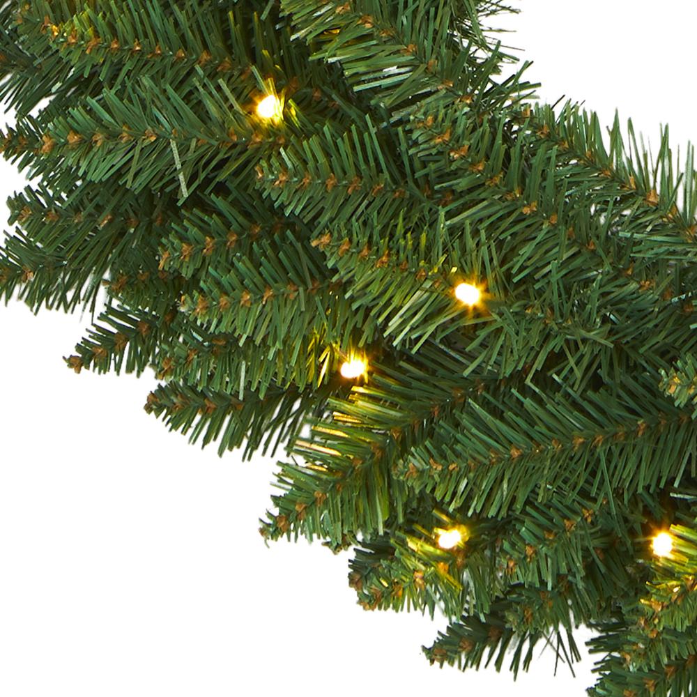 24in. Green Pine Artificial Christmas Wreath with 35 Clear LED Lights. Picture 3