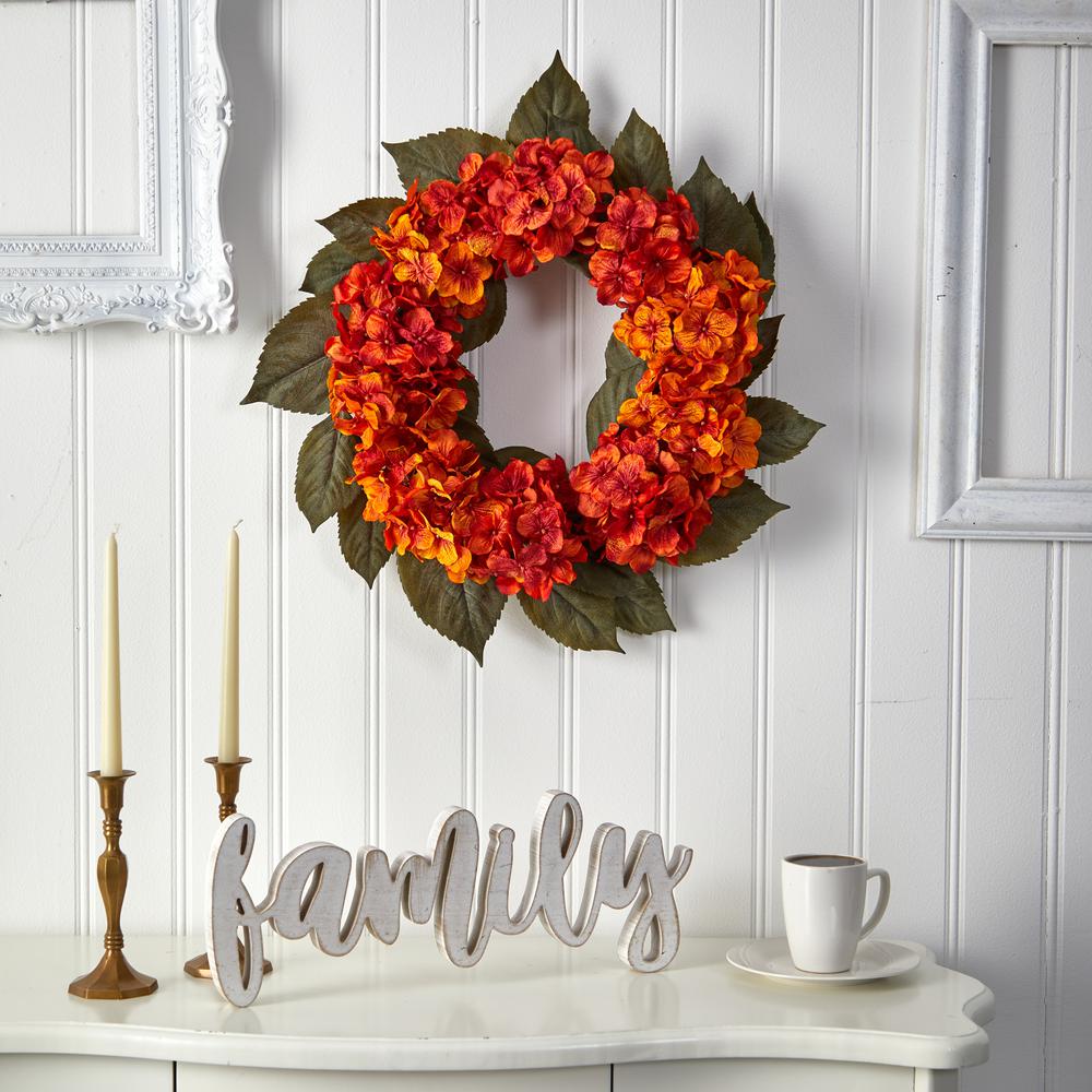 20in. Autumn Hydrangea Artificial Wreath. Picture 3