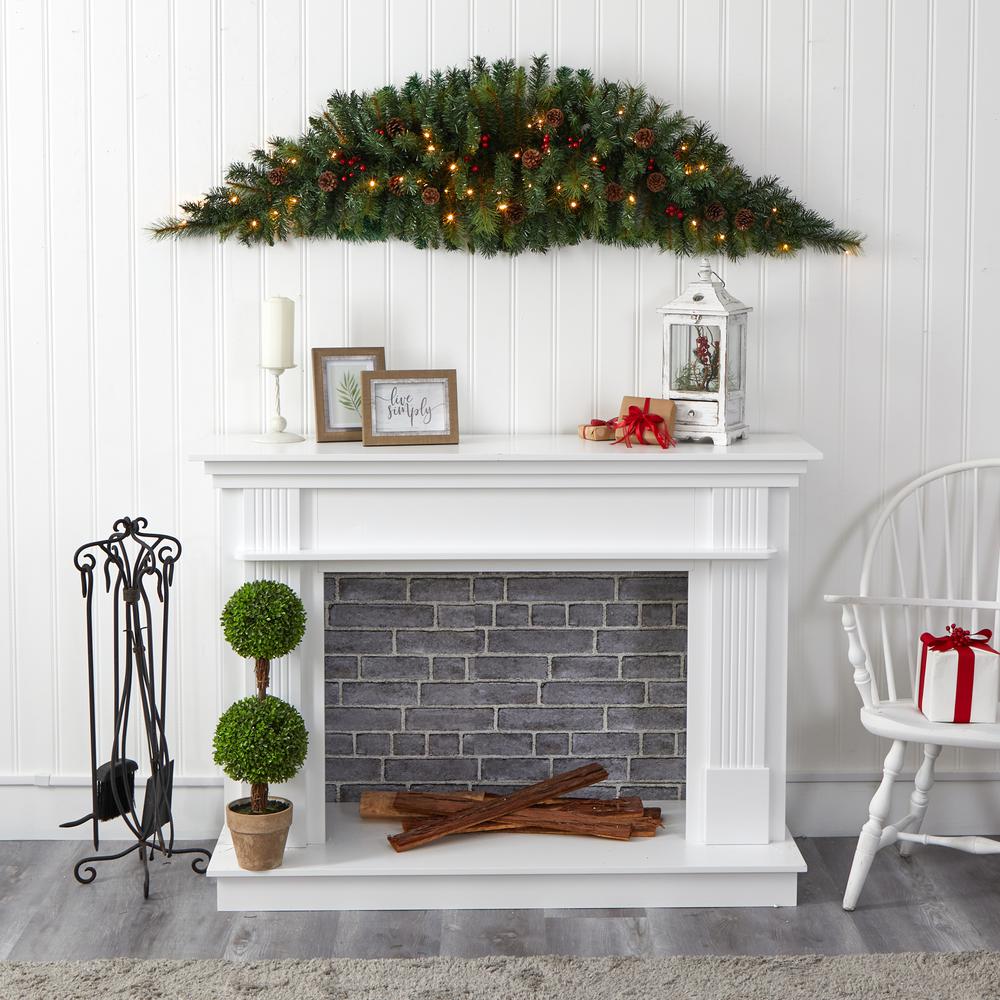6ft. Artificial Christmas Swag with 50 LED Lights, Berries and Pine Cones. Picture 4