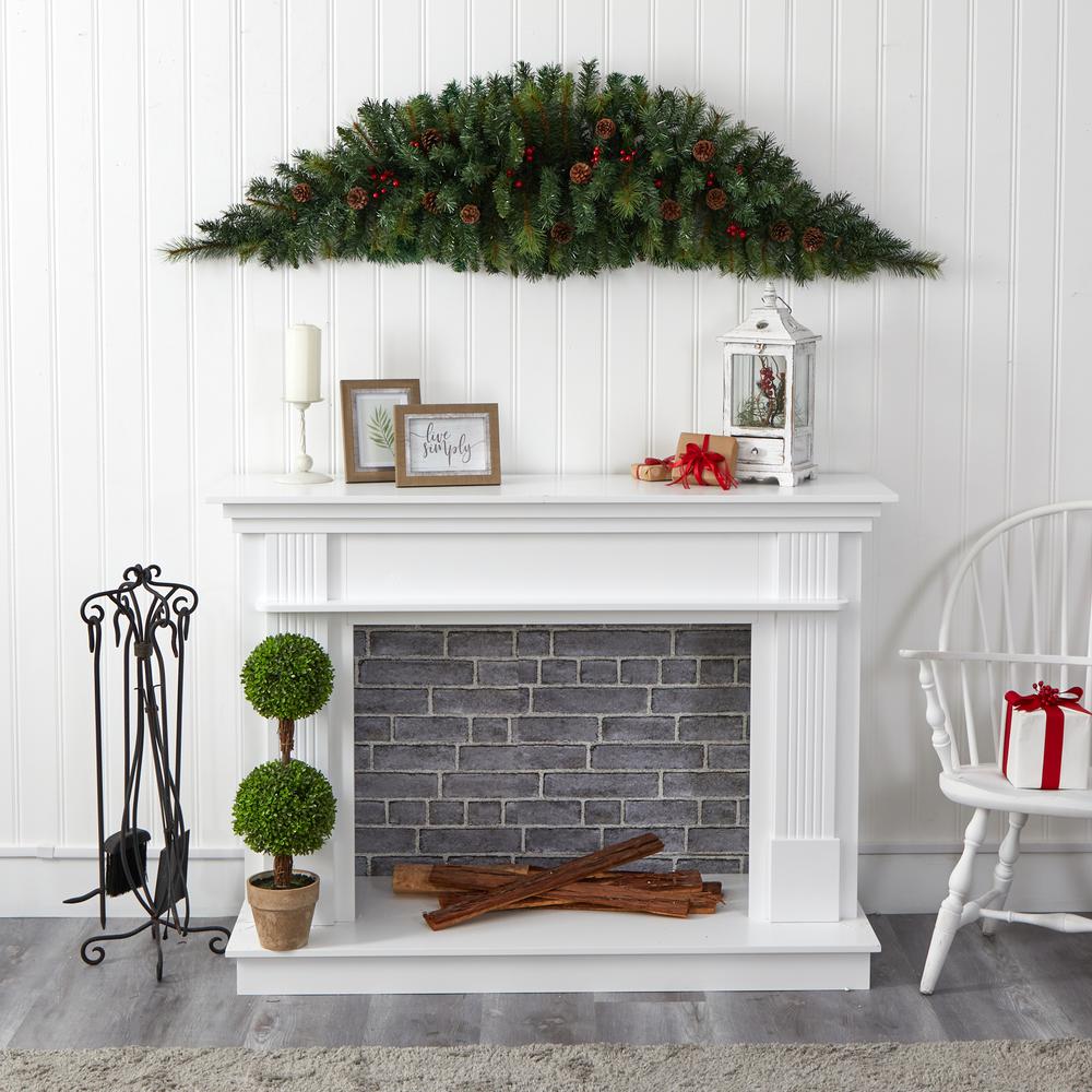 6ft. Artificial Christmas Swag with 50 LED Lights, Berries and Pine Cones. Picture 3