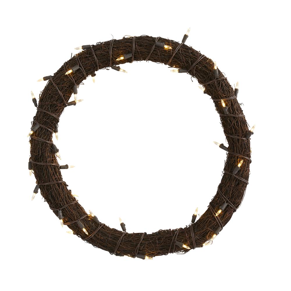 20in. Vine Wreath with 50 White Warm LED Lights. Picture 1