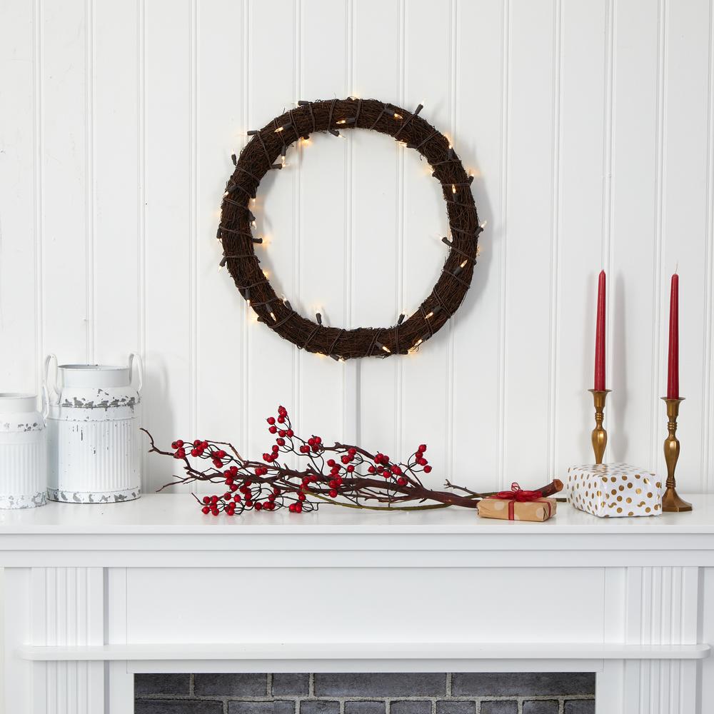 20in. Vine Wreath with 50 White Warm LED Lights. Picture 4