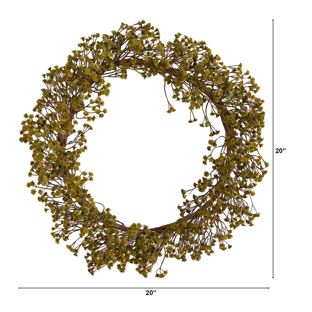 20in. Autumn Gypsophila Artificial Wreath. Picture 2