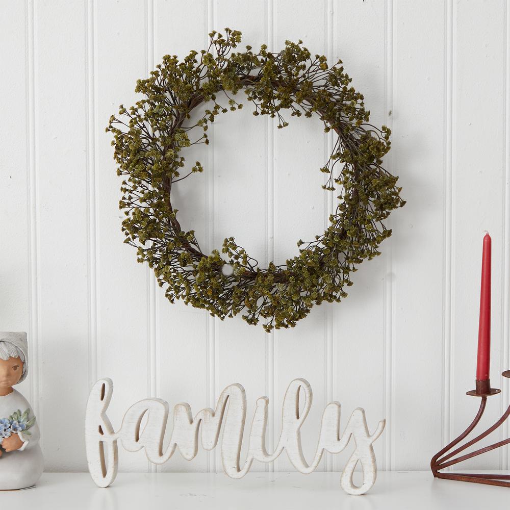 20in. Autumn Gypsophila Artificial Wreath. Picture 3