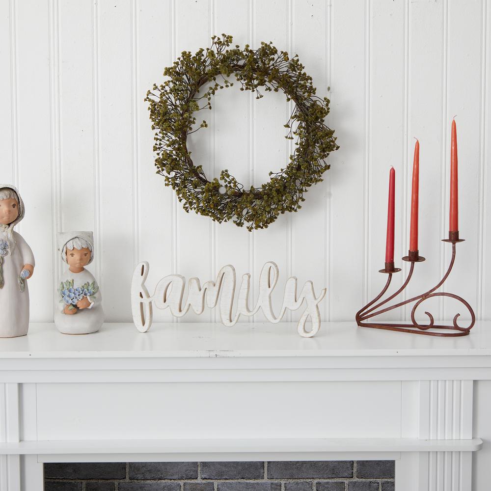 20in. Autumn Gypsophila Artificial Wreath. Picture 4
