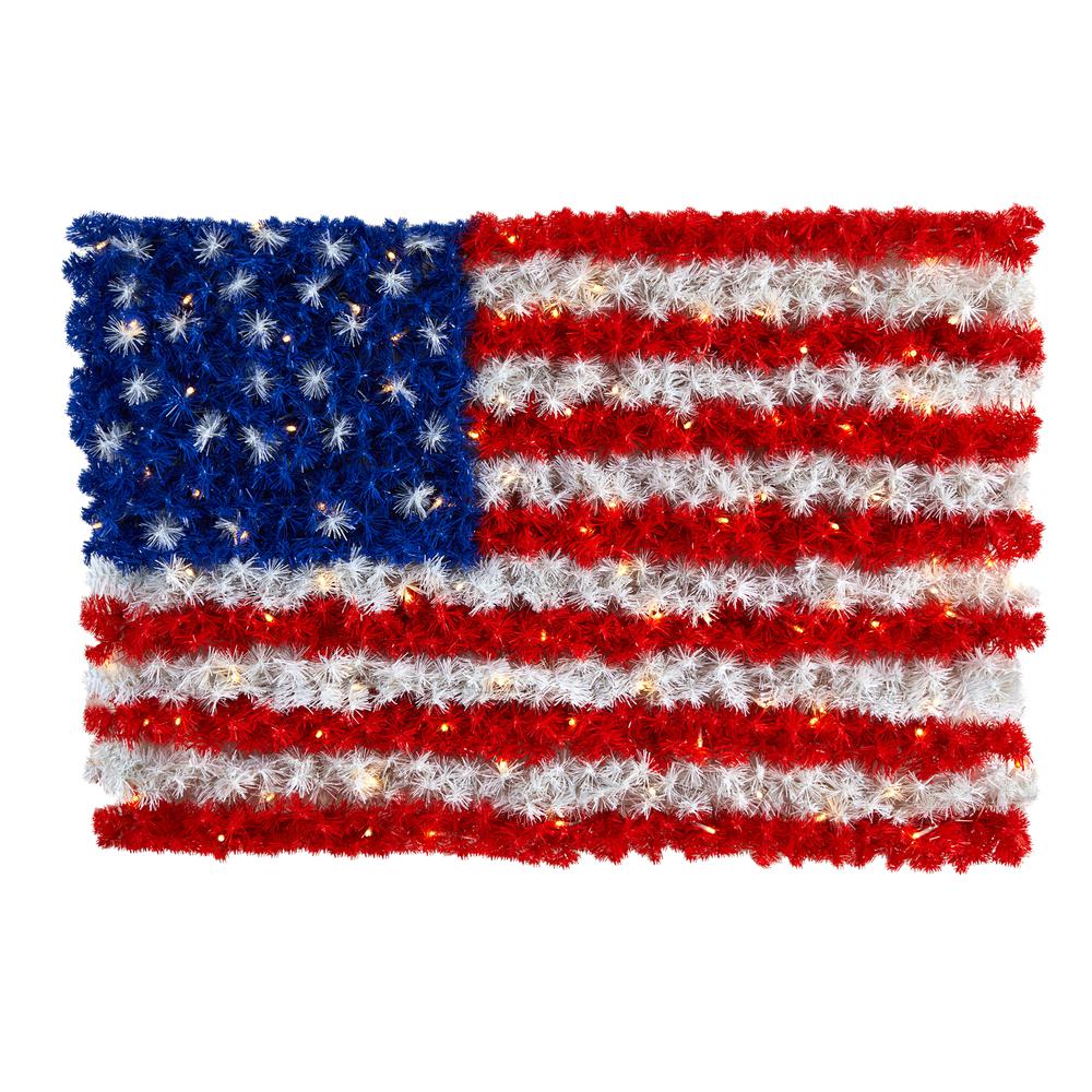 x 2ft. Red, White, and Blue American Flag Wall Panel with 100 Warm LED Lights. Picture 1