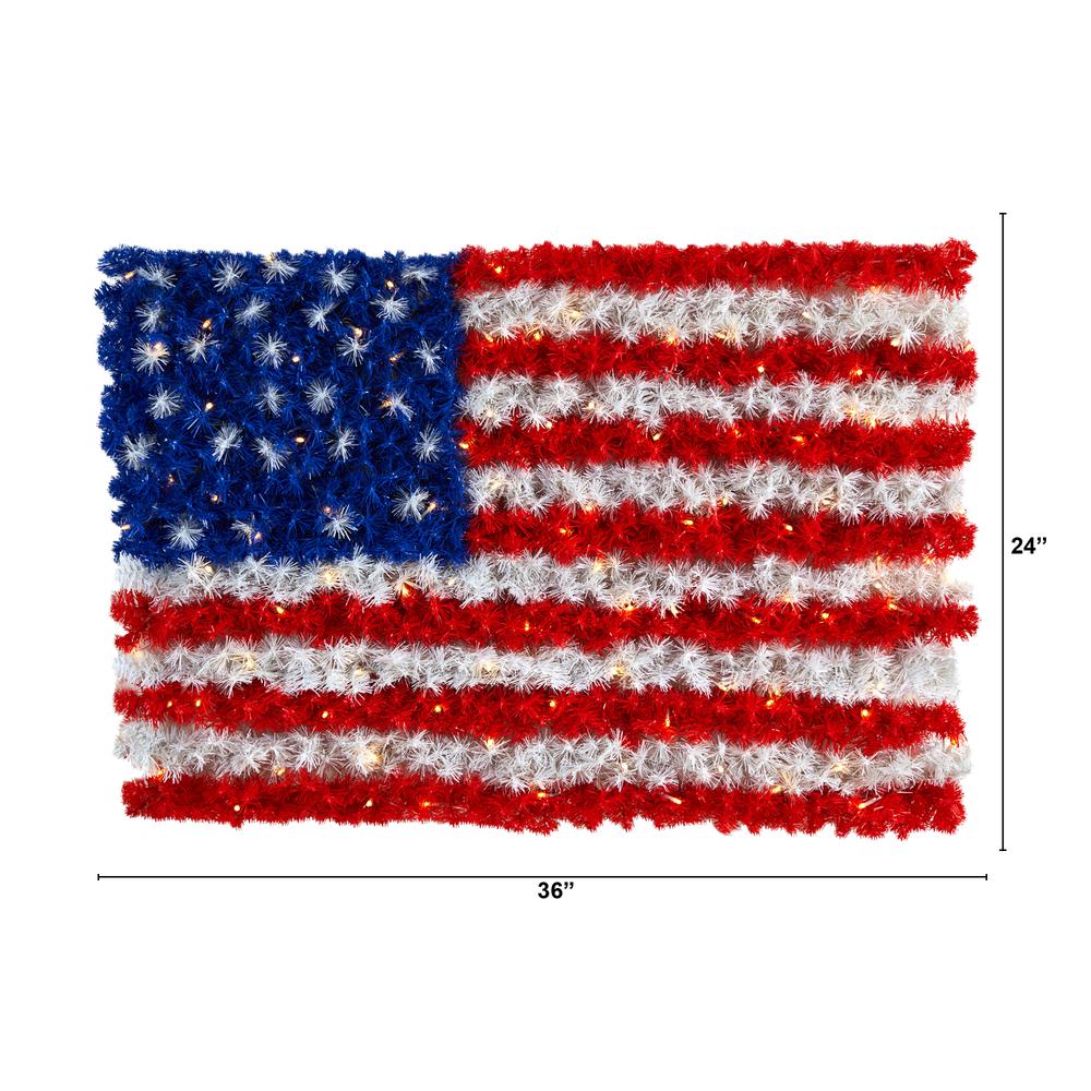 x 2ft. Red, White, and Blue American Flag Wall Panel with 100 Warm LED Lights. Picture 2