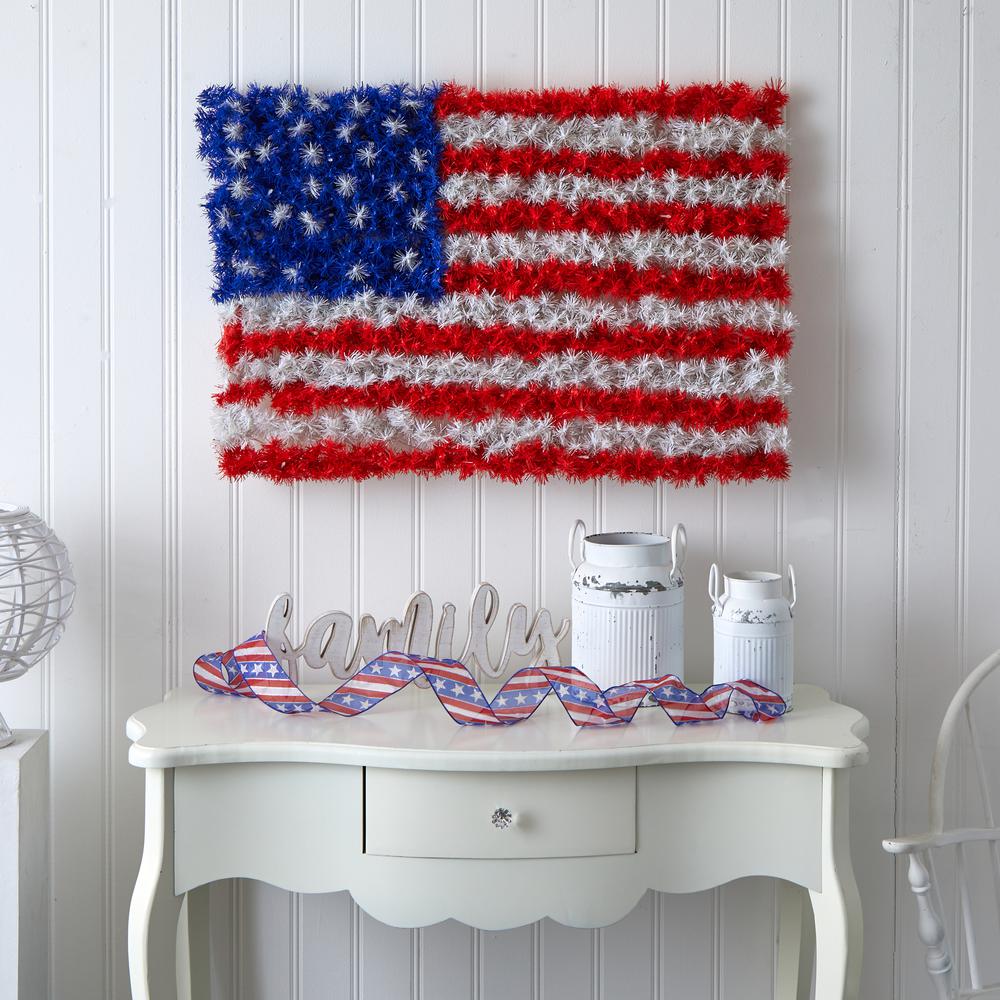 x 2ft. Red, White, and Blue American Flag Wall Panel with 100 Warm LED Lights. Picture 5