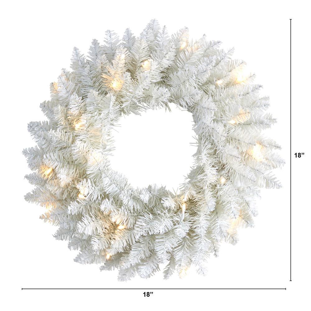 18in. Colorado Spruce Artificial Christmas Wreath with 129 Bendable Branches and 20 Warm LED Lights. Picture 1