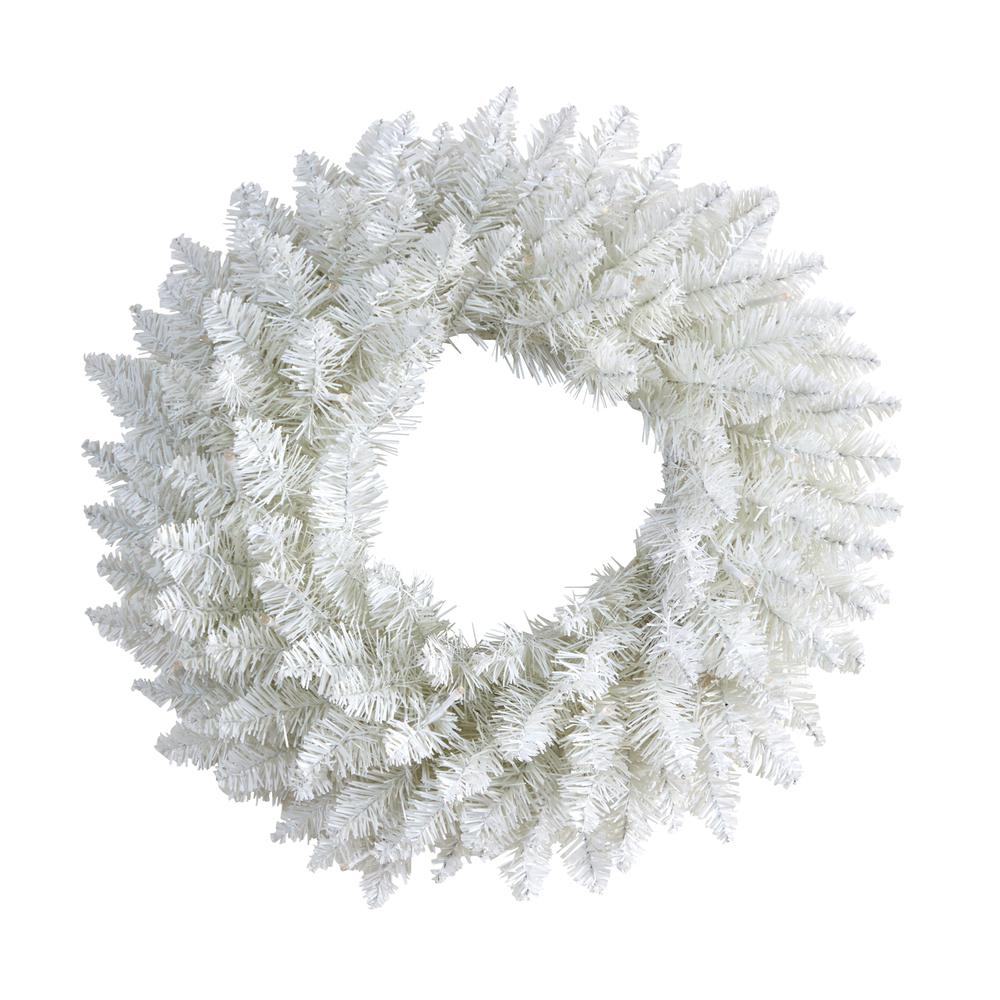 18in. Colorado Spruce Artificial Christmas Wreath with 129 Bendable Branches and 20 Warm LED Lights. Picture 2