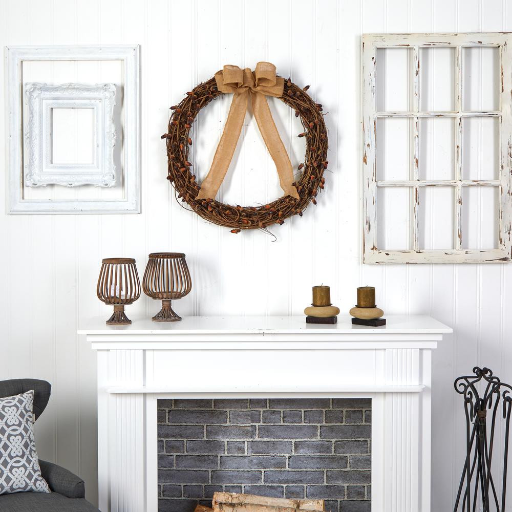 30in. Fall Acorn and Decorative Bow Autumn Wreath. Picture 2