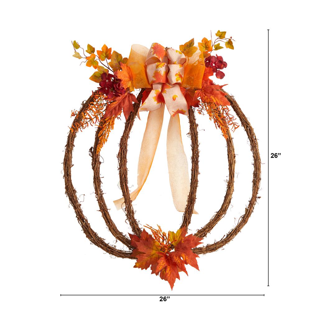 26in. Autumn Pumpkin Artificial Vine Fall Wreath. Picture 1