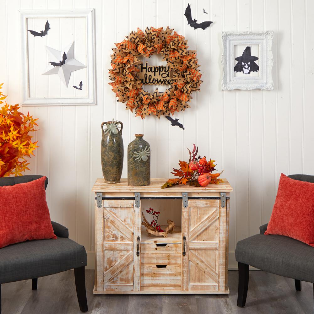 30in. Halloween Burlap Ribbon Wreath. Picture 2