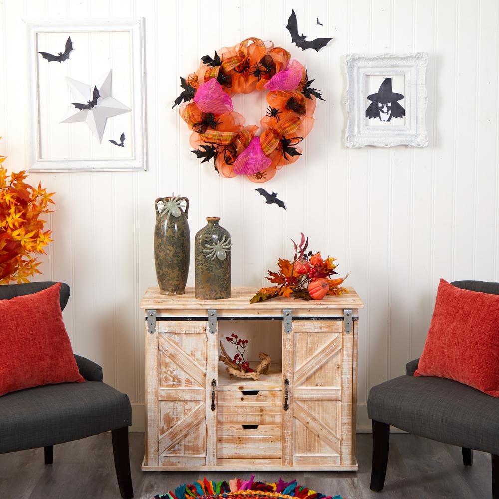 26in. Halloween Spider Mesh Wreath. Picture 2
