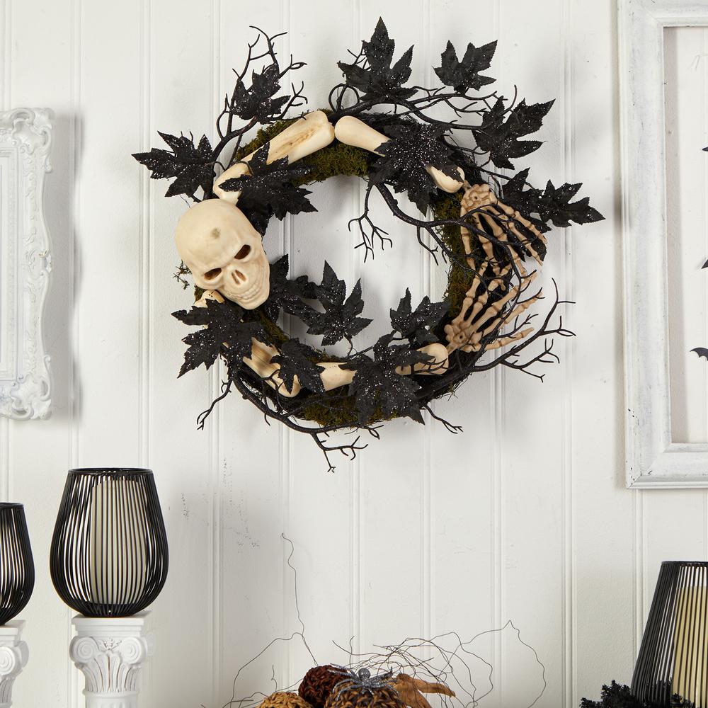 24in. Halloween Skull and Bones Wreath. Picture 3