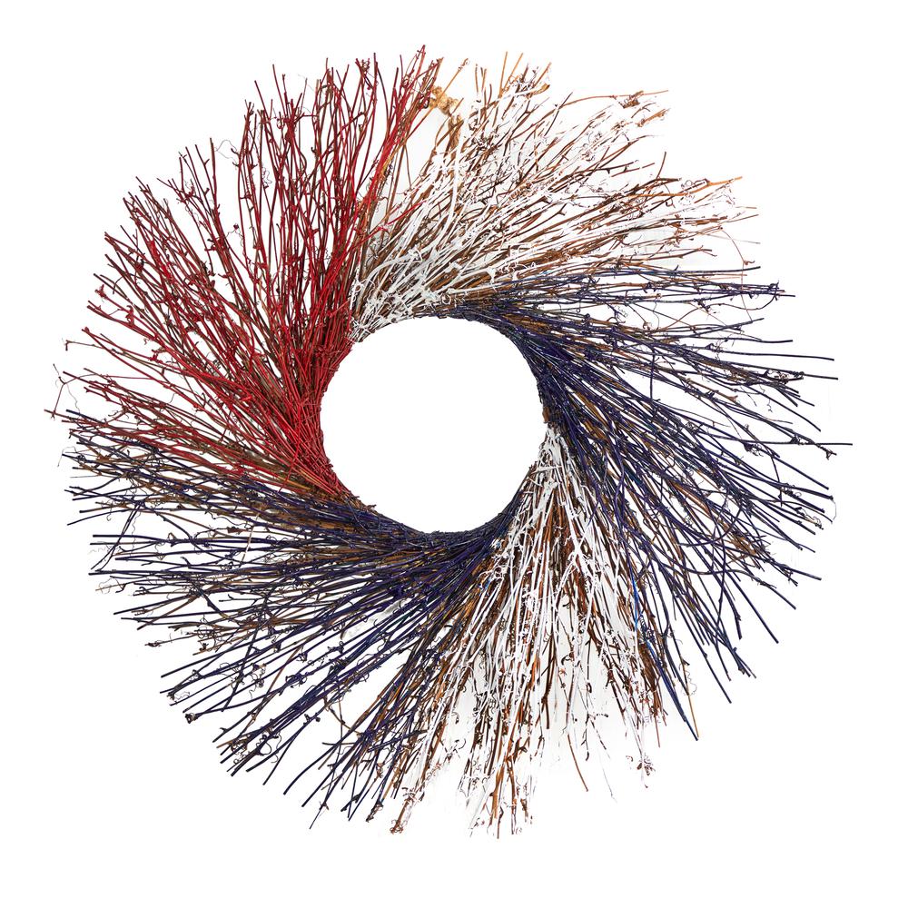 24in. Americana Twig Wreath Red White and Blue. Picture 1