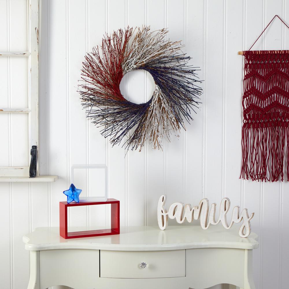 24in. Americana Twig Wreath Red White and Blue. Picture 3