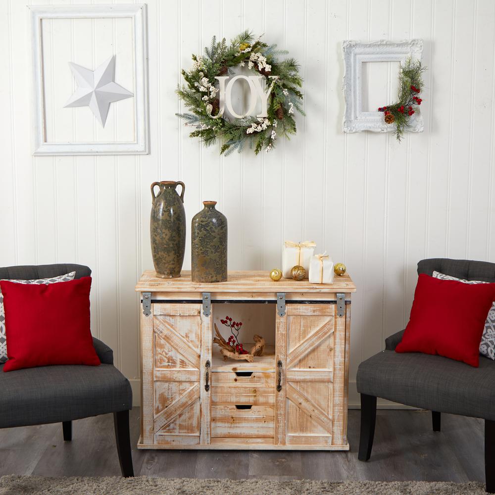 24in. Christmas Joy Greenery Holiday Artificial Wreath. Picture 2