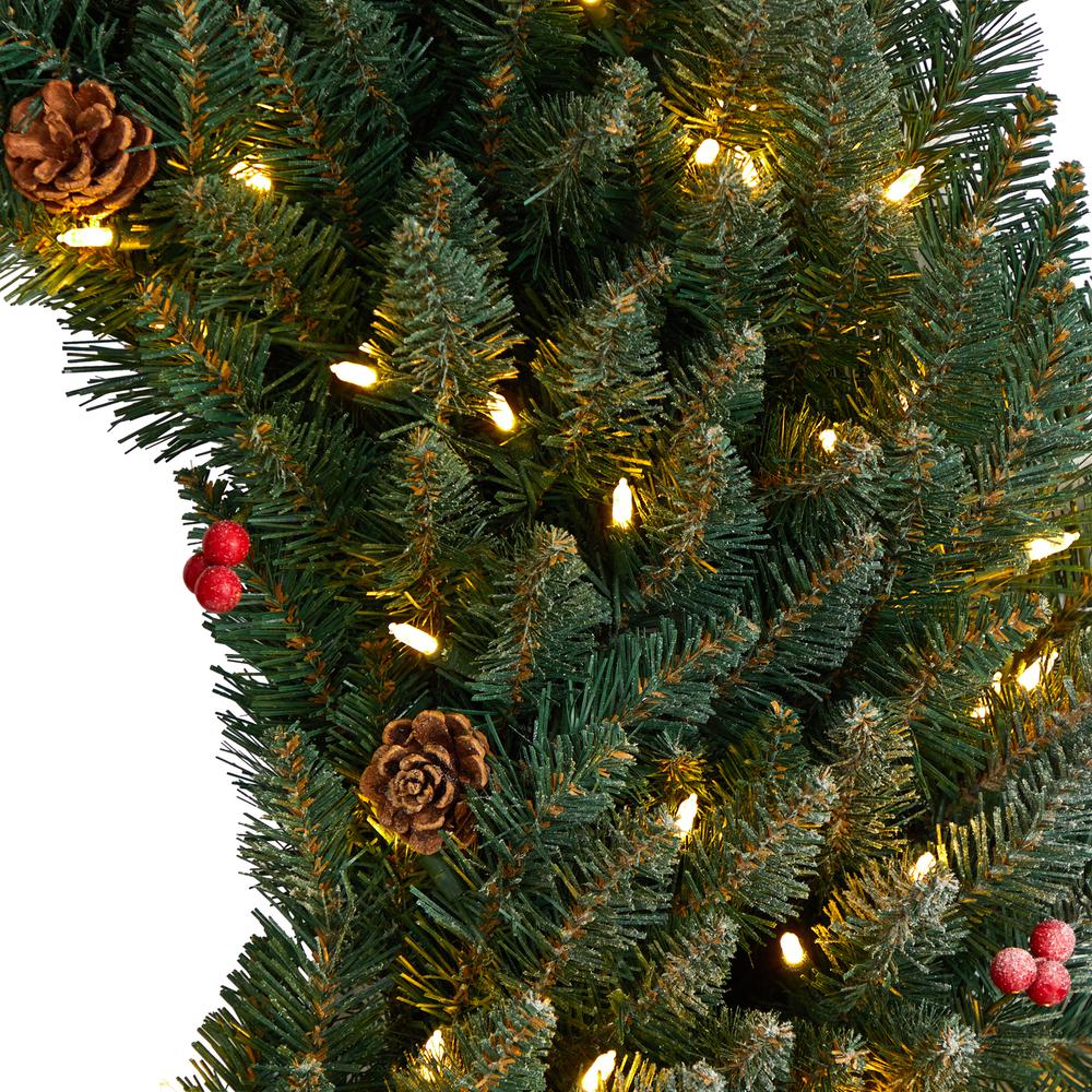 Large Flocked Artificial Christmas Wreath with Pinecones, Berries. Picture 4
