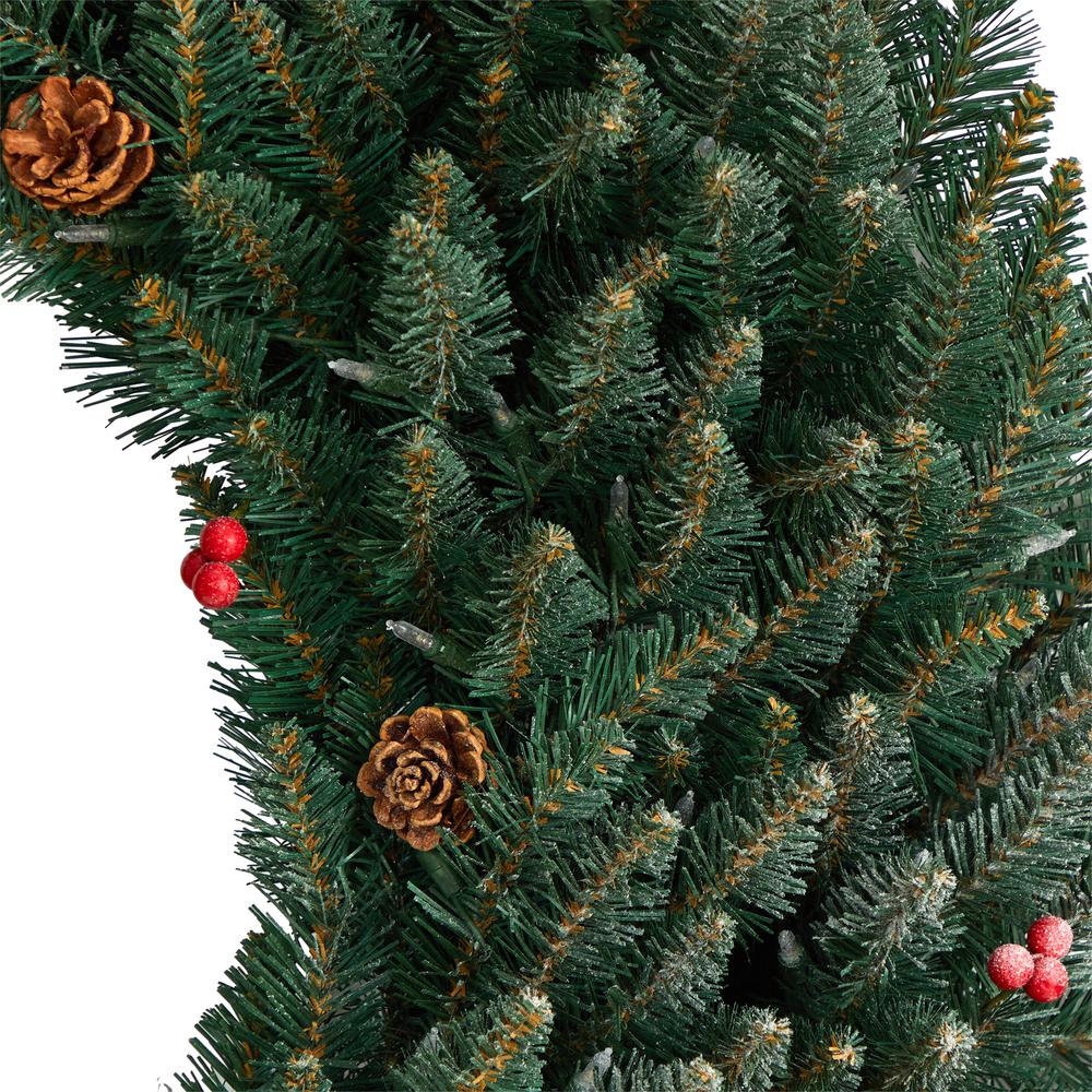 Large Flocked Artificial Christmas Wreath with Pinecones, Berries. Picture 5