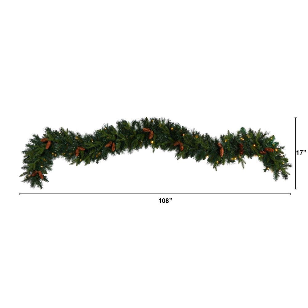 Mixed Pines and Pinecones Extra Wide Artificial Christmas Garland. Picture 2