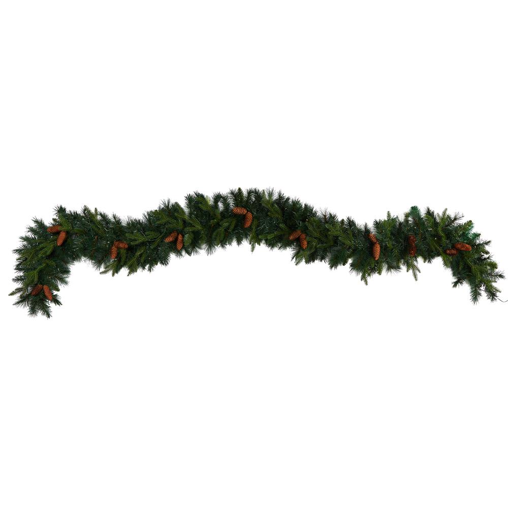 Mixed Pines and Pinecones Extra Wide Artificial Christmas Garland. Picture 3