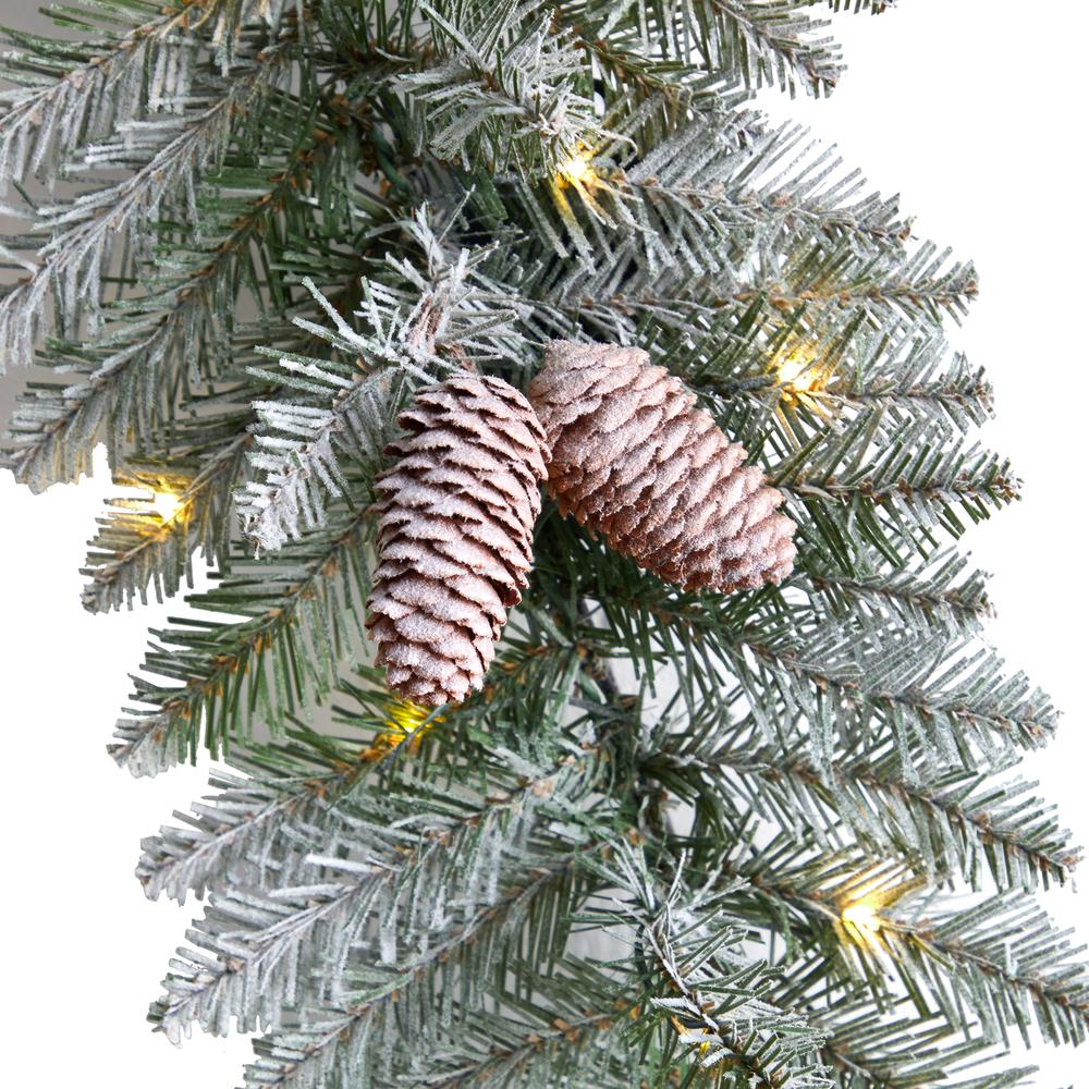 3ft. Holiday Christmas Geometric Diamond Frosted Wreath with Pinecones and 50 Warm White LED Lights. Picture 4