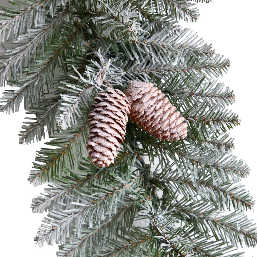3ft. Holiday Christmas Geometric Diamond Frosted Wreath with Pinecones and 50 Warm White LED Lights. Picture 5