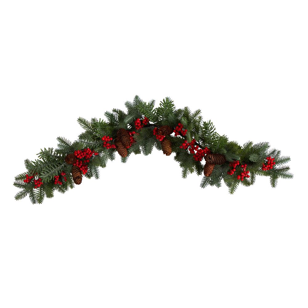 40in. Pines, Red Berries and Pinecones Artificial Christmas Garland. Picture 3