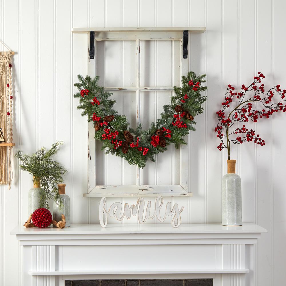 40in. Pines, Red Berries and Pinecones Artificial Christmas Garland. Picture 2