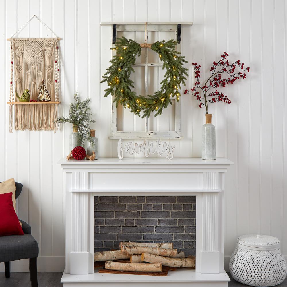 24in. Holiday Christmas Pre-Lit Cascading Pine Wreath. Picture 4