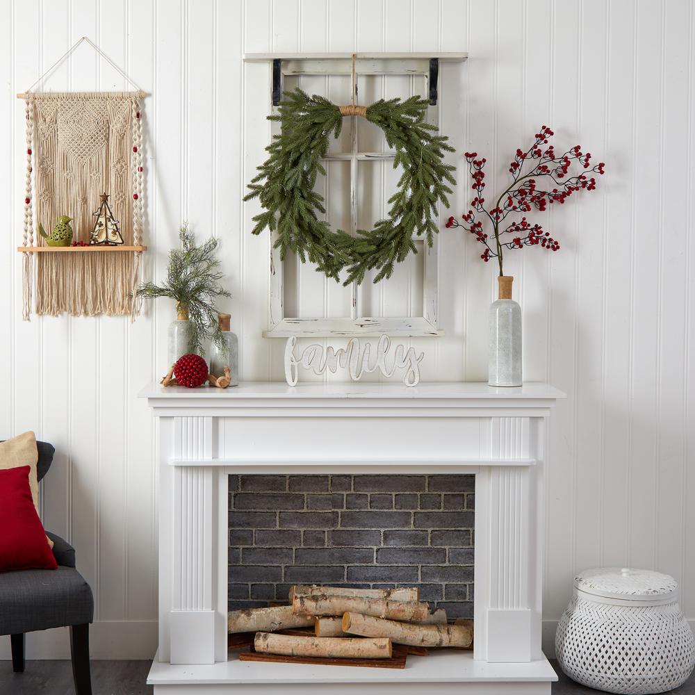 24in. Holiday Christmas Pre-Lit Cascading Pine Wreath. Picture 5