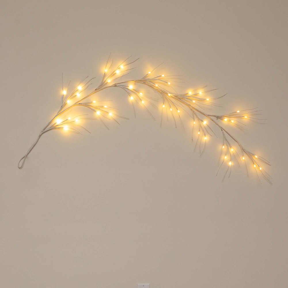 6ft. Pre-Lit Artificial White Birch Garland with 48 Warm White LED Lights. Picture 2