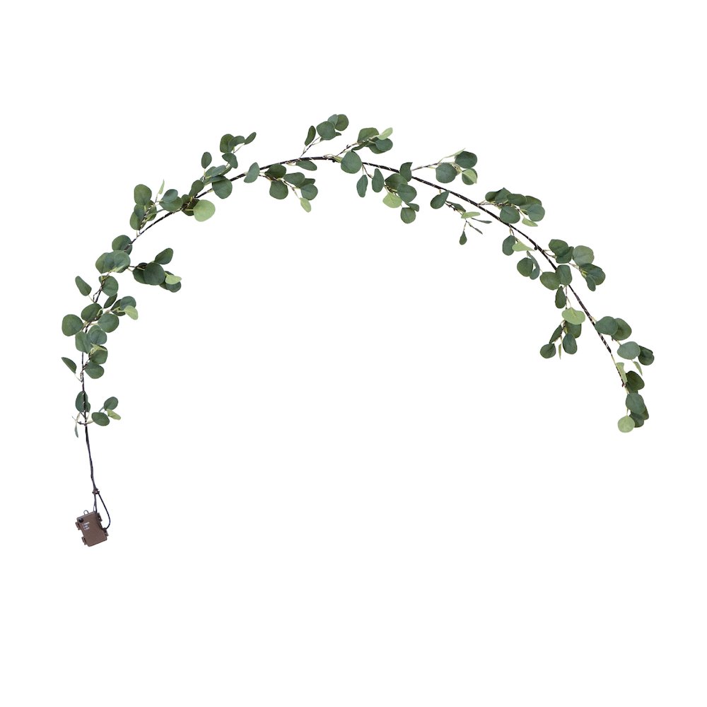 6.5ft. Lighted Artificial Eucalyptus Garland with 100 Warm White LED Lights. Picture 12