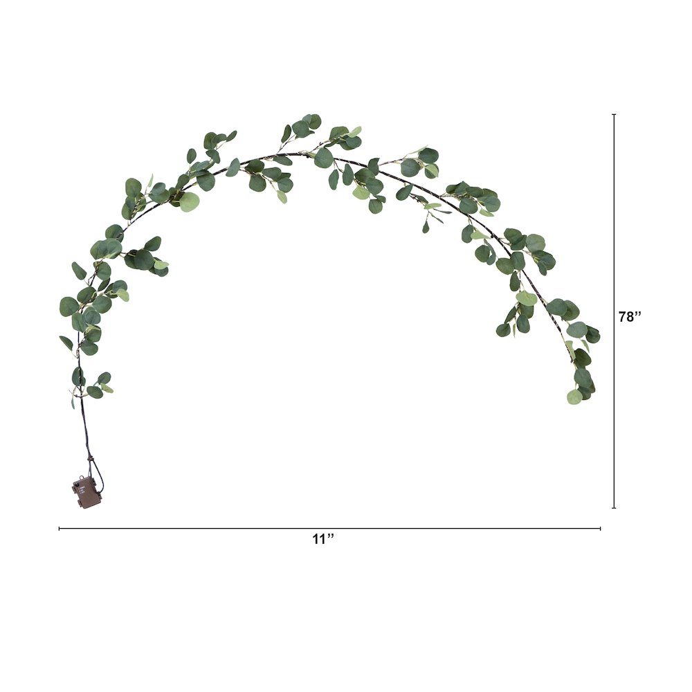 6.5ft. Lighted Artificial Eucalyptus Garland with 100 Warm White LED Lights. Picture 1