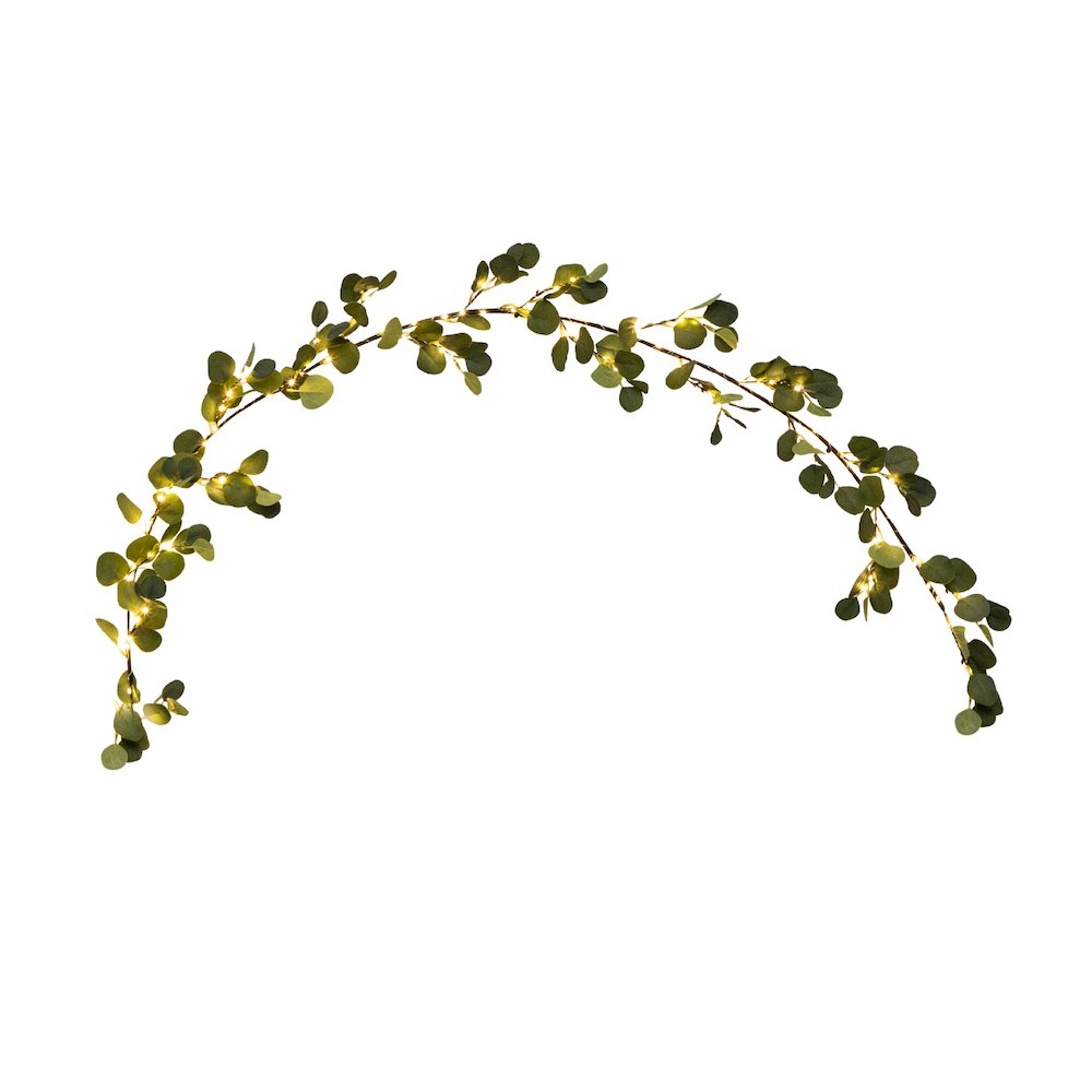 6.5ft. Lighted Artificial Eucalyptus Garland with 100 Warm White LED Lights. Picture 2