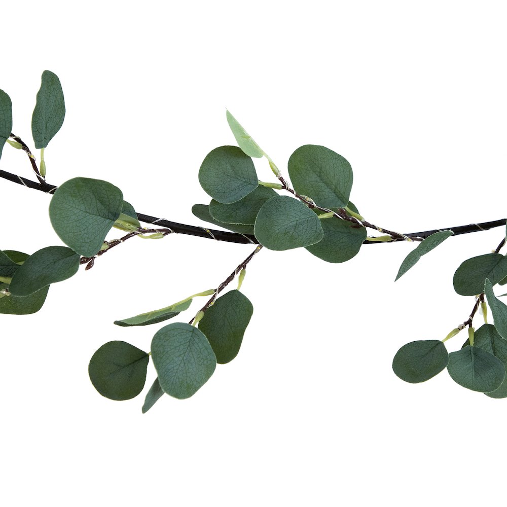 6.5ft. Lighted Artificial Eucalyptus Garland with 100 Warm White LED Lights. Picture 3