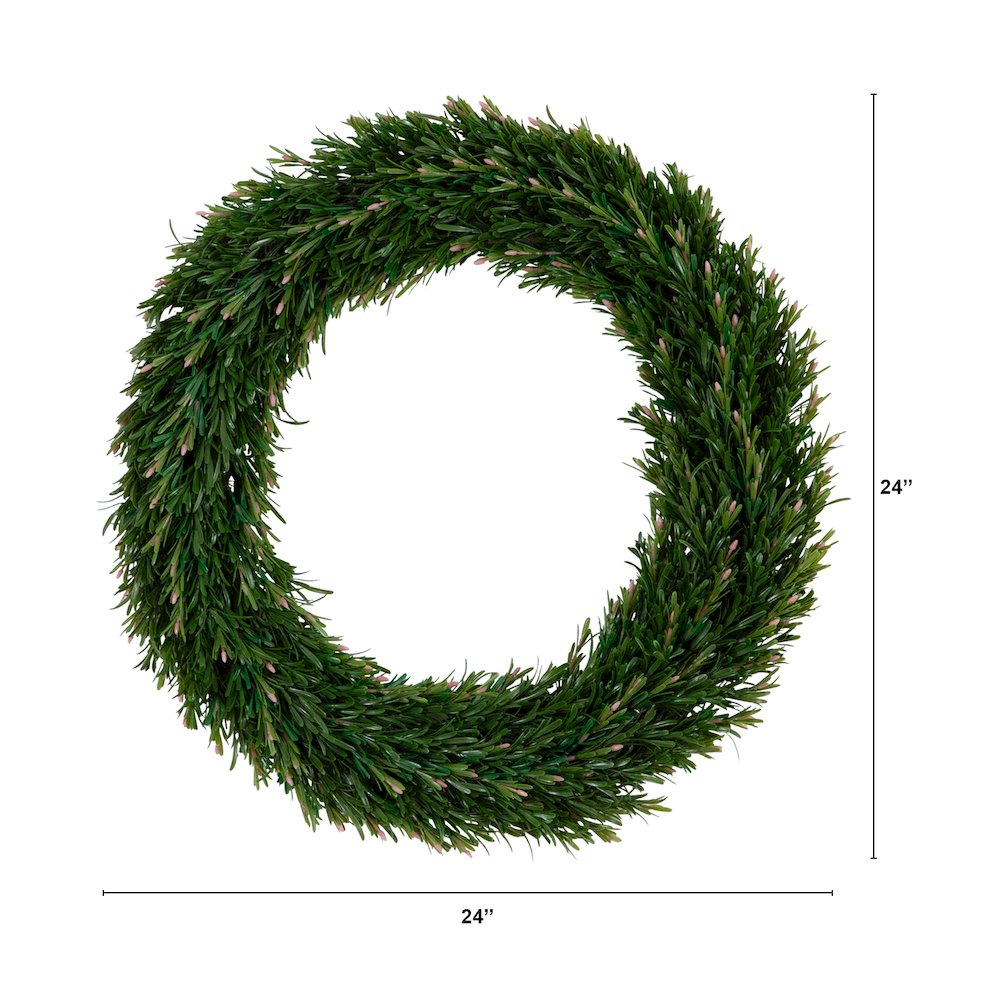 24in. UV Resistant Rosemary Artificial Wreath (Indoor/Outdoor). Picture 2