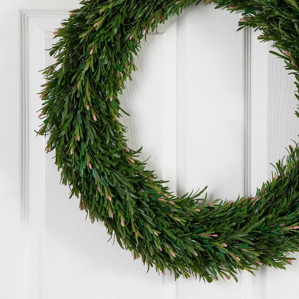 24in. UV Resistant Rosemary Artificial Wreath (Indoor/Outdoor). Picture 5