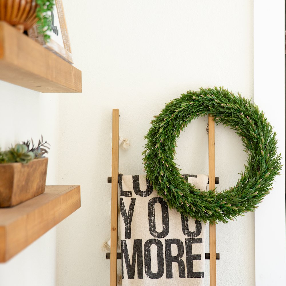 24in. UV Resistant Rosemary Artificial Wreath (Indoor/Outdoor). Picture 6